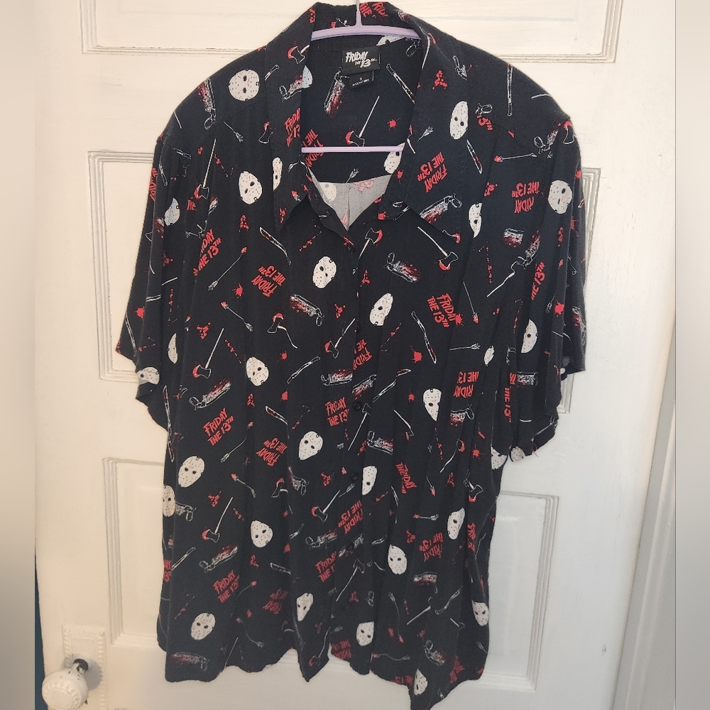 Friday the 13th button down camp shirt